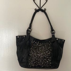 Large Black Frye Tote Bag with studs